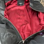 Vintage Mossimo Black Quilted Leather S Jacket Diamond pattern zip up red lining Photo 5