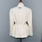 ZARA Women Bloggers Fav Oyster White Linen Blend Belted Business Blazer Size M Photo 12