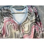 Dress Barn Y2K Blouse 2X Abstract Chiffon Ruffle Collar 3/4 Ruffle Sleeve Photo 2