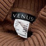 Venus  Caramel Brown Faux Pearl Eyelet Detail Ribbed Long Sleeve Holiday Party M Photo 6