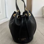 Anna Paola Italian Authentic Leather Bucket Bag Purse Black Photo 5