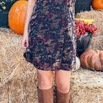 Willow & Clay Floral Print Velvet Burnout Babydoll Mini Dress V-Neck Small Photo 0