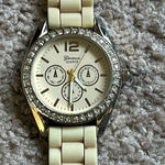 Geneva‎ women’s tan/cream colored silicon adjustable watch Tan Photo 0