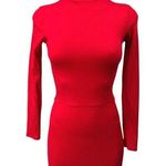 Reformation Maya Red Turtleneck Ribbed Knit Long Sleeve Bodysuit Mini Dress XS Photo 0