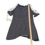 Soft Surroundings Top Women Medium Cold Shoulder Stretch Striped Travel Vacation Photo 3