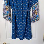 Alya dress blue and gold geometrical flared sleeves M Photo 9