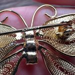 Vintage Napier Butterfly Insect Filigree Gold Tone Faux Pearl Signed Brooch Pin Photo 8