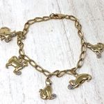 Sterling Silver with gold overlay genuine diamond chips cat charm bracelet Photo 3
