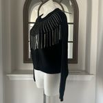 AQUA NEW Rhinestone Fringe Sweater in Black, Size S New w/Tag Photo 3