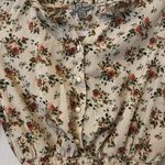 J for Justify  Cream Floral Dress Tie Sleeves Cinched Waist Size Medium Photo 2