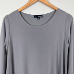 Sun Kim Tunic Top Womens XS Gray Asymmetrical 3/4 Sleeve Oversized Stretch Relax Photo 2