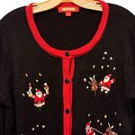 Holiday Traditions Black Christmas Cardigan Sweater Red Size L Photo 1
