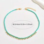 Handmade  Bohemian Faux Turquoise Teardrop Pendant Necklace, Versatile Casual Necklace For Women Gift Photo 1