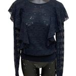 Melrose and Market Black Eyelet Ruffle Lace Top Size Small Photo 0