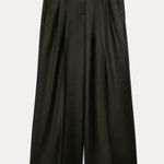 ZARA  ZW COLLECTION DARTED MINIMALIST WOOL BLEND TROUSERS DARK BROWN Size L NEW Photo 9