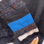 Diane Von Furstenberg  BLACK KNIT SWEATER DECORATIVE SLEEVE FUR LIKE TRIM ALLOVER Photo 3