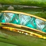 SUZANNE SOMERS 925 Gold Emerald Green Trilliant CZ Cubic Zirconia Ring Size 8 Photo 3