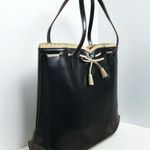 ANYA HINDMARCH Italian Leather Bow Handbag Tote Black Clasic Luxury Designer Y2K Photo 2