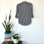 ZARA  Basic Black and White Striped Button-Down Blouse Roll Sleeves XS Photo 3