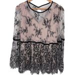 Evening by eci Whimsigoth Victorian Dark Romantic Lace Top Bell Sleeve Pink 10 Black Photo 0