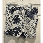 Nautica  Linen Blend Blue Outdoors Casual‎ Comfort Everyday Ladies Shorts Large Photo 3