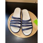 Crocs New Sandals Womens 7 Rhonda Navy Blue Slide Wedge Platform Strappy Photo 4
