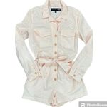 Veronica Beard Winifred Twill Belted Romper in Blush pink size small Photo 3
