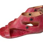 Bed Stu  Soto Red Lux Flat Cutouts Rivets Leather Sandals Size 7 NWT Photo 4