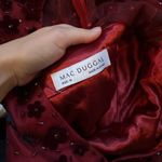Mac Duggal  Embellished Butterfly Sleeve Velvet Hem Midi Dress In Burgundy Photo 4