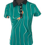 Bad Birdie Polo Golf Shirt Short Sleeve Koi Joy Turquoise Logo Women’s Size XS Green Photo 0