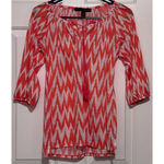 French Laundry  Junior's/Women's Orange White 3/4" Sleeves‎ Cold Shoulder Size S Photo 0