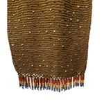 Vicky Moreinis Brown Knit Beaded Swimwear Cover up Dress Beaded Fringe Stretch Photo 3