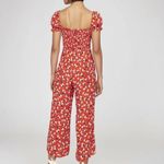 Faithfull the Brand  Red Floral Puff Sleeve Jumpsuit Size 4 Photo 1