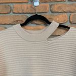 Kirundo Cut Out Sweater Womens Large Beige Ribbed Knit Pullover Long Sleeve Top Tan Photo 1