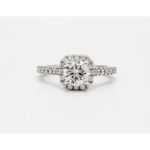 Boutique NEW 2 Ct Pave Halo Round Platinum S925 Diamond Engagement Ring‎ | Sz 7.5 NEW Photo 4