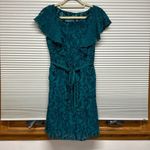 Moulinette Soeurs Anthropologie NWT Teal Green Fluttered Scrollwork Mini Dress Photo 2