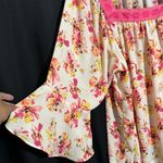 The Pioneer Woman Laced Square Neck Flutter Sleeve Floral Pink Blouse size 2X White Photo 3