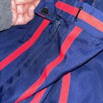 Vintage pleated midi skirt • navy blue with red stripes • modest • 70s 80s Photo 4