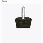 ZARA Satin Effect Black Draped Halter Top Crop Cropped Size S NWT Blogger Photo 4