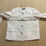 Kasper  cotton stretch white denim gold button Jacket Size 14 Catalina  Brand New Photo 2