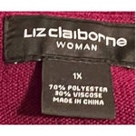 Liz Claiborne  Women's Plum Cardigan Sweater One Button No‎ Pockets Size 1X Photo 2