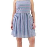 Gap Womens Babydoll Tank Dress XXL Blue Striped Rainbow Smocked Coastal Beachy Photo 0