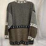 Y2K Women's Medium Geometric Black Brown Sweater Slouchy Oversized 90s Grandpa Photo 3