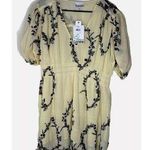 Ganni  NWT Women Sz 40 US 8 Yellow Black Milkmaid Dress Floral Coquette Party Photo 0