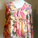 Goodnight Macaroon  Multicolor boho flowy fall top small pink green fairy cottage Photo 0