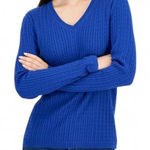 Tommy Hilfiger Vintage Y2k  Blue V Neck Cable Knit Long Sleeve Top Shirt Photo 0