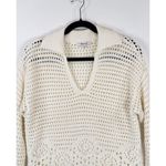 Madewell  Womens Sweater Beige Crochet Polo V Neck Long Sleeve Pullover Boho XS Photo 6
