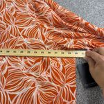 Eloquii Plus Size 28 Orange White Leaf Print Tie Neck Button Up Blouse Career Photo 3