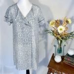 Lilla P Woven Hand Printed Gauze Floral Shift Dress Adjustable Neckline Sz S 🧡 Blue Photo 1