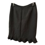 Kasper  Petite Black Pinstripe‎ Ruffle Hem Knee Length Skirt Photo 4